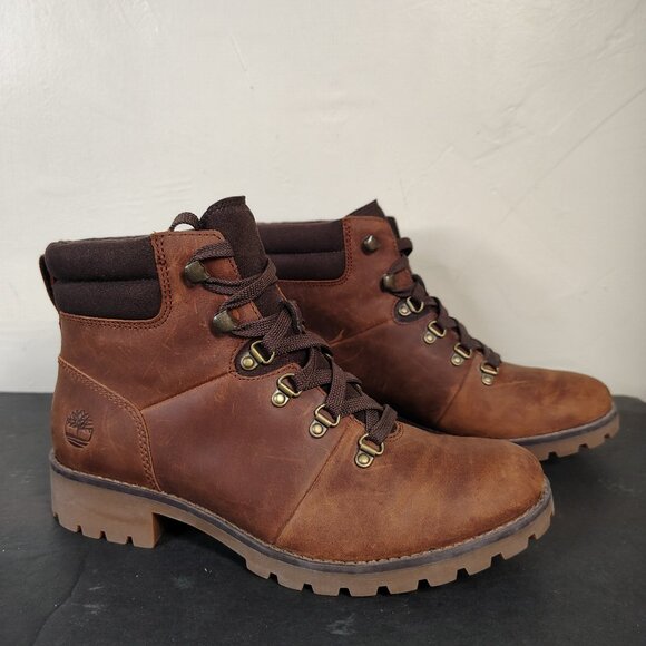 Timberland Boots Womens Brown Leather Ellendale Hiker Waterproof Chunky Size 9 - Picture 1 of 11
